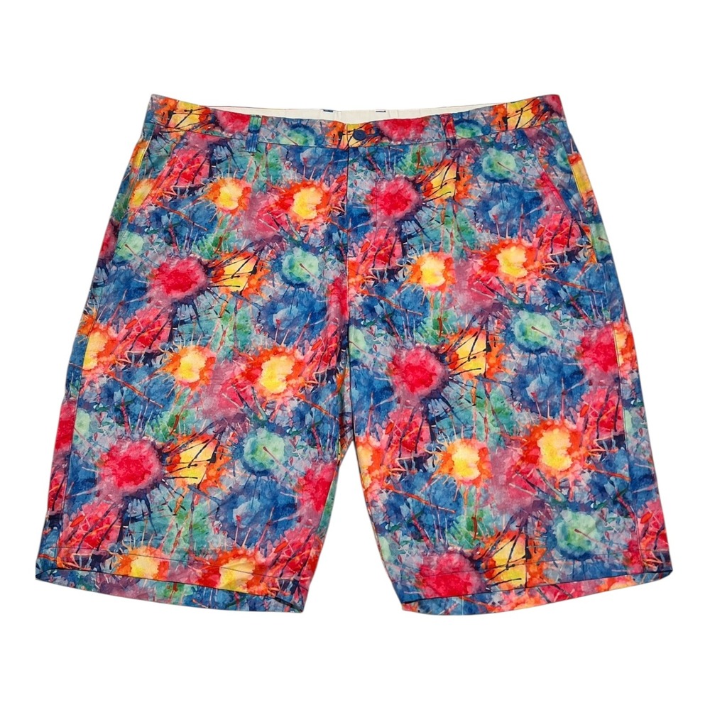 Hreski Men's Multicolor Golf Shorts Size 40 Vibrant Print